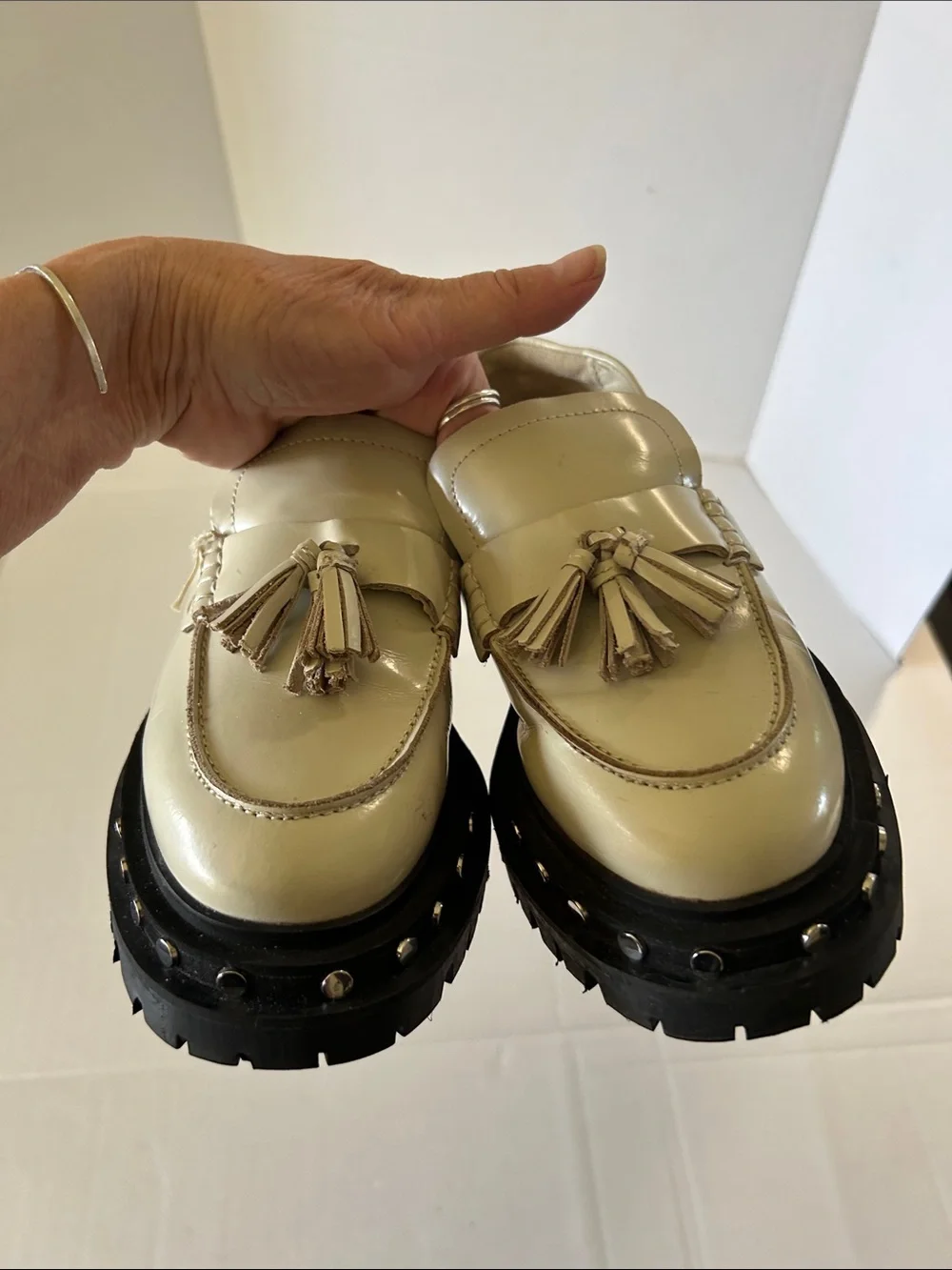 FREE PEOPLE TEAGAN LEATHER TASSEL LOAFERS SZ 6